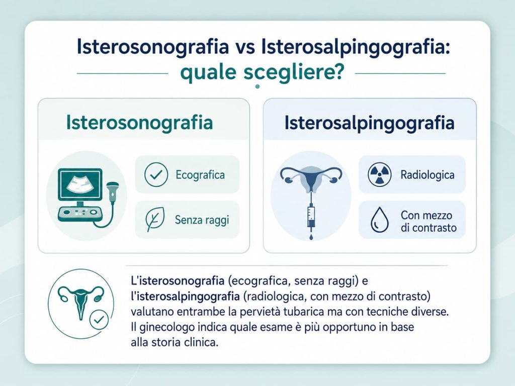 Isterosonografia vs isterosalpingografia: differenze tra esame ecografico senza raggi ed esame radiologico con mezzo di contrasto