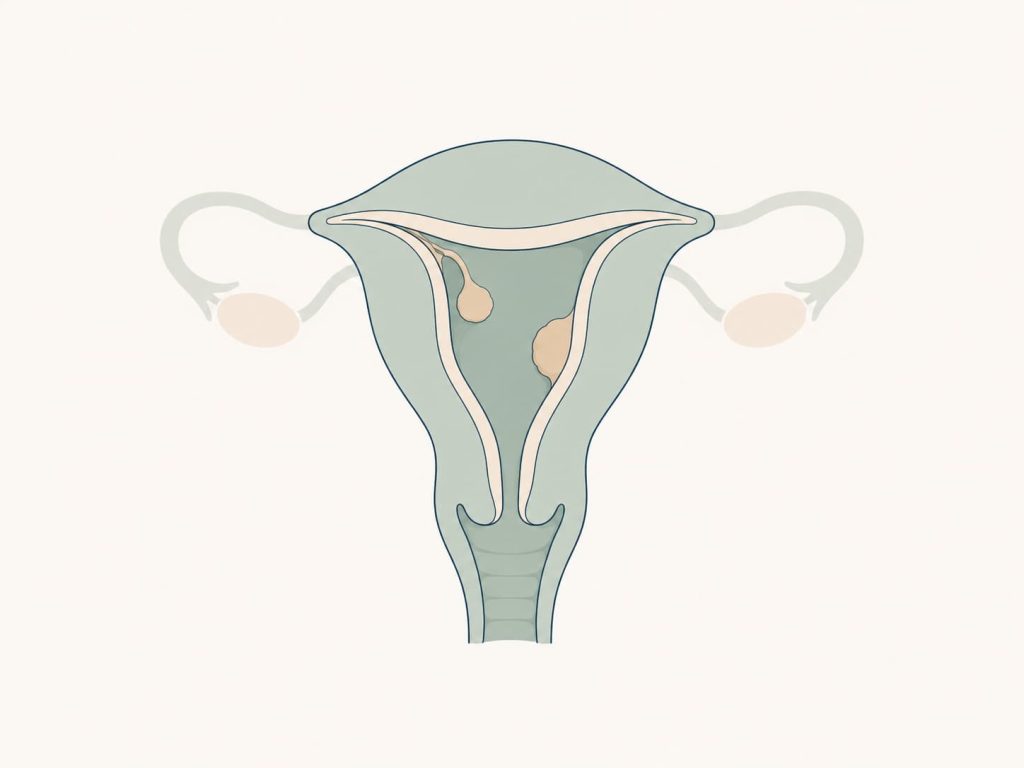 Schema del polipo uterino peduncolato e sessile nella cavità endometriale